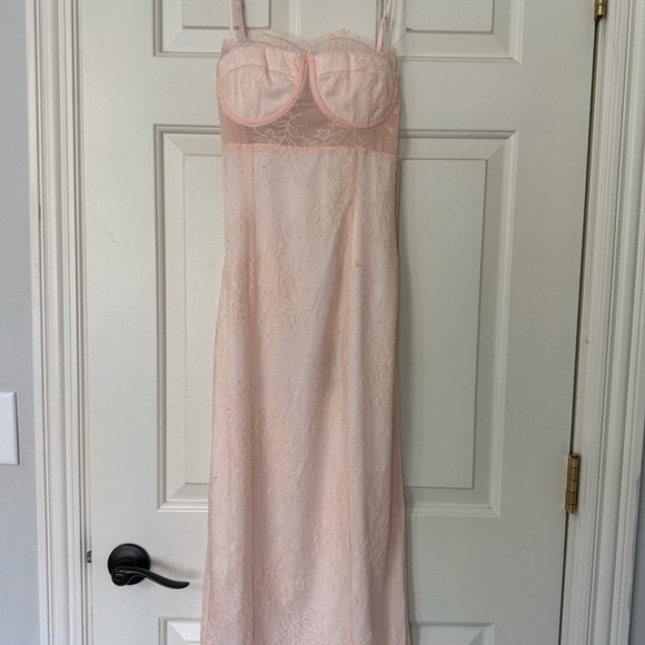 NBD Rosa Midi Lace Dress in Blush Pink - Picture 2 of 4